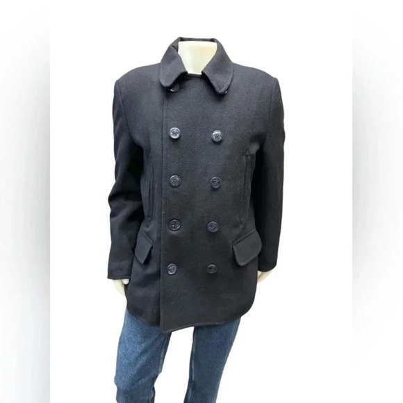 J.Crew NWT Black Wool LS Button Up Peacoat/Jacket Size XL - Picture 1 of 14